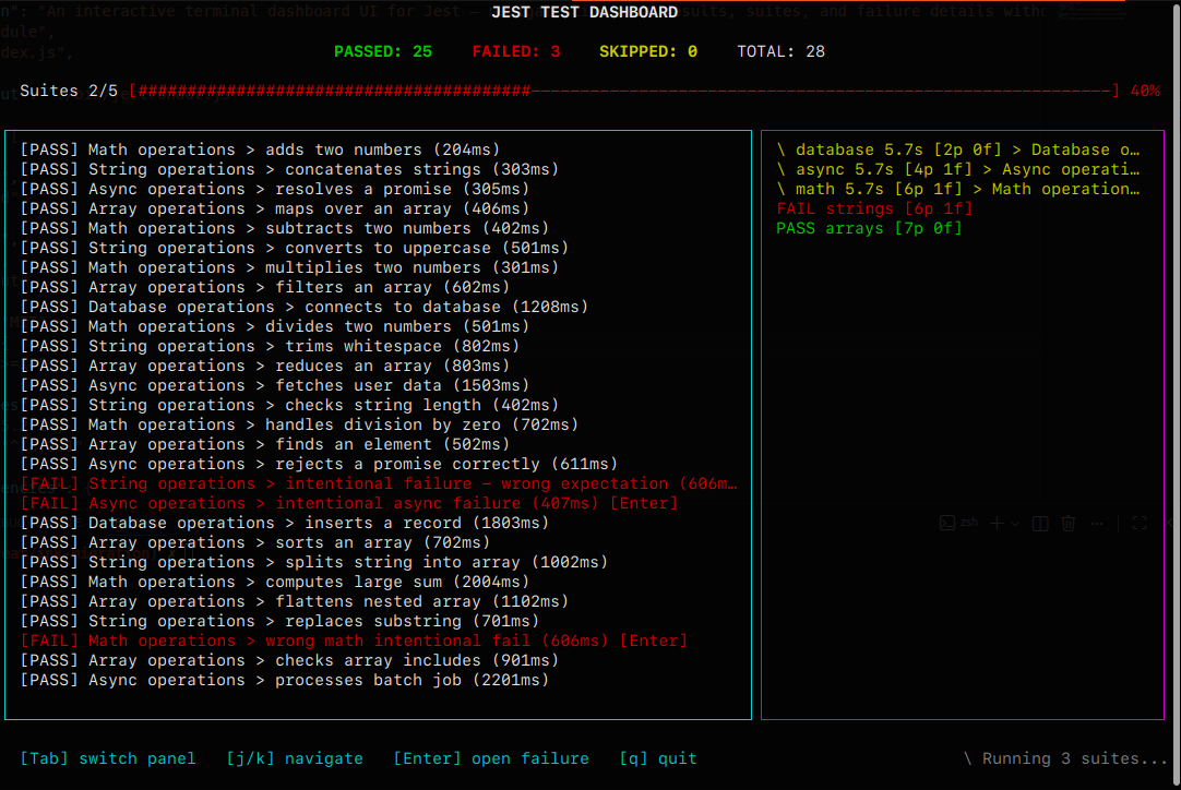 Jestronaut main dashboard